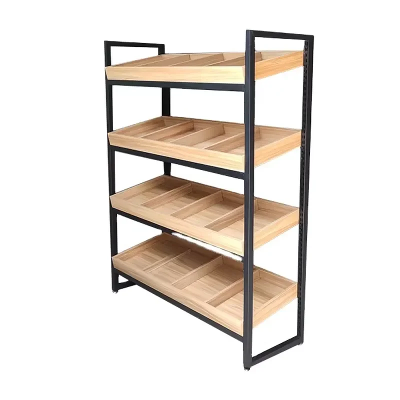 High quality 4-layer bread rack bread display rack wood steel bread rack