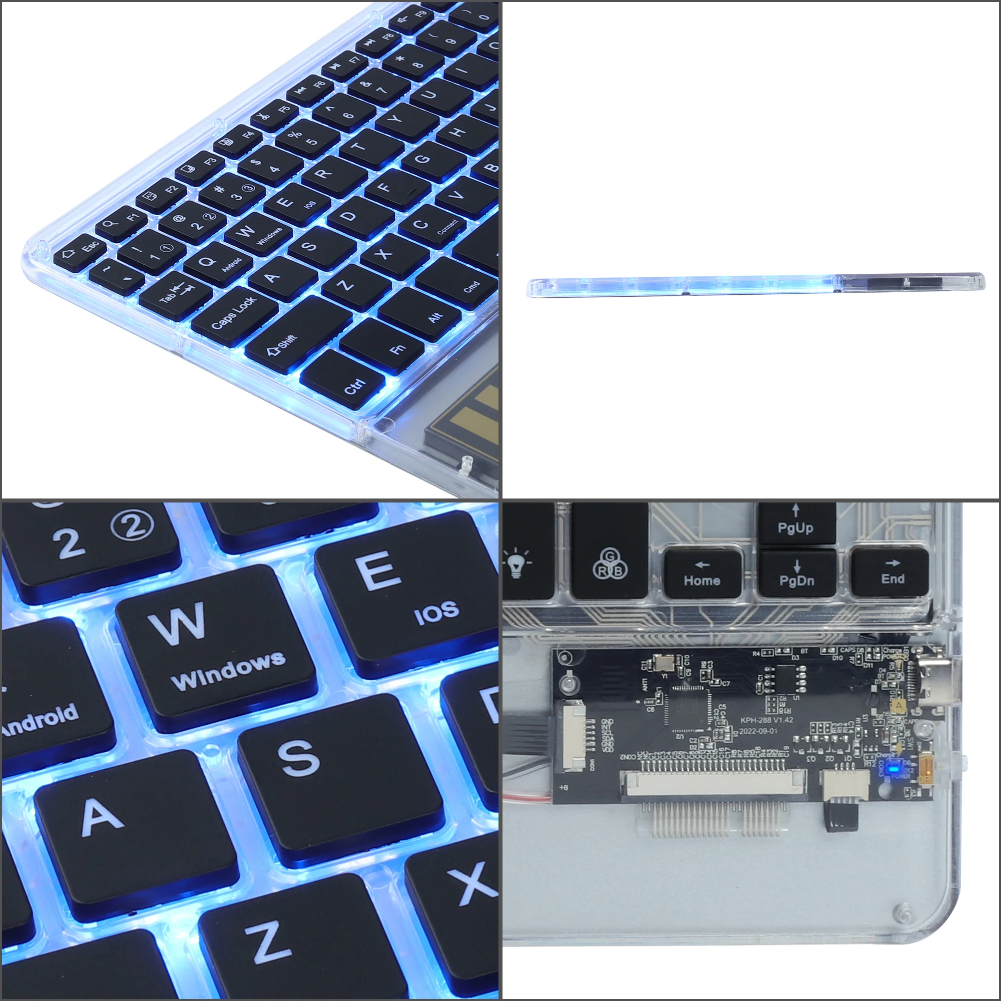 Three Mode Wireless Bluetooth Keyboard Colorful Backlight Compatible Multi System Rechargeable Wireless Keyboard for Tablet PC