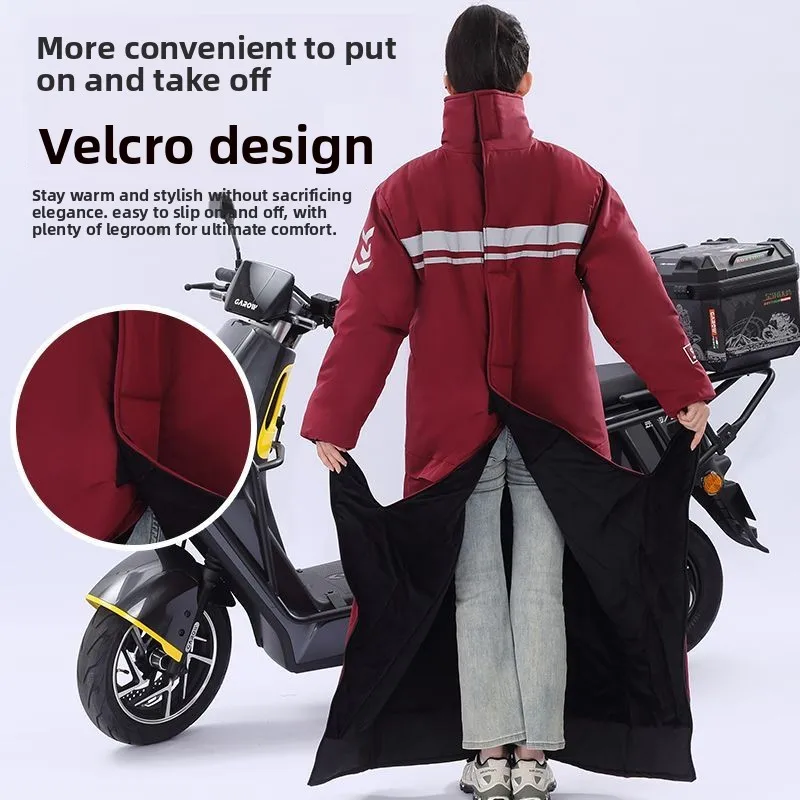 

Winter Cycling Cold-proof Clothes Piled Thickened Cotton-padded Clothes Waterproof Straddle and Warm Long Cotton Clothes