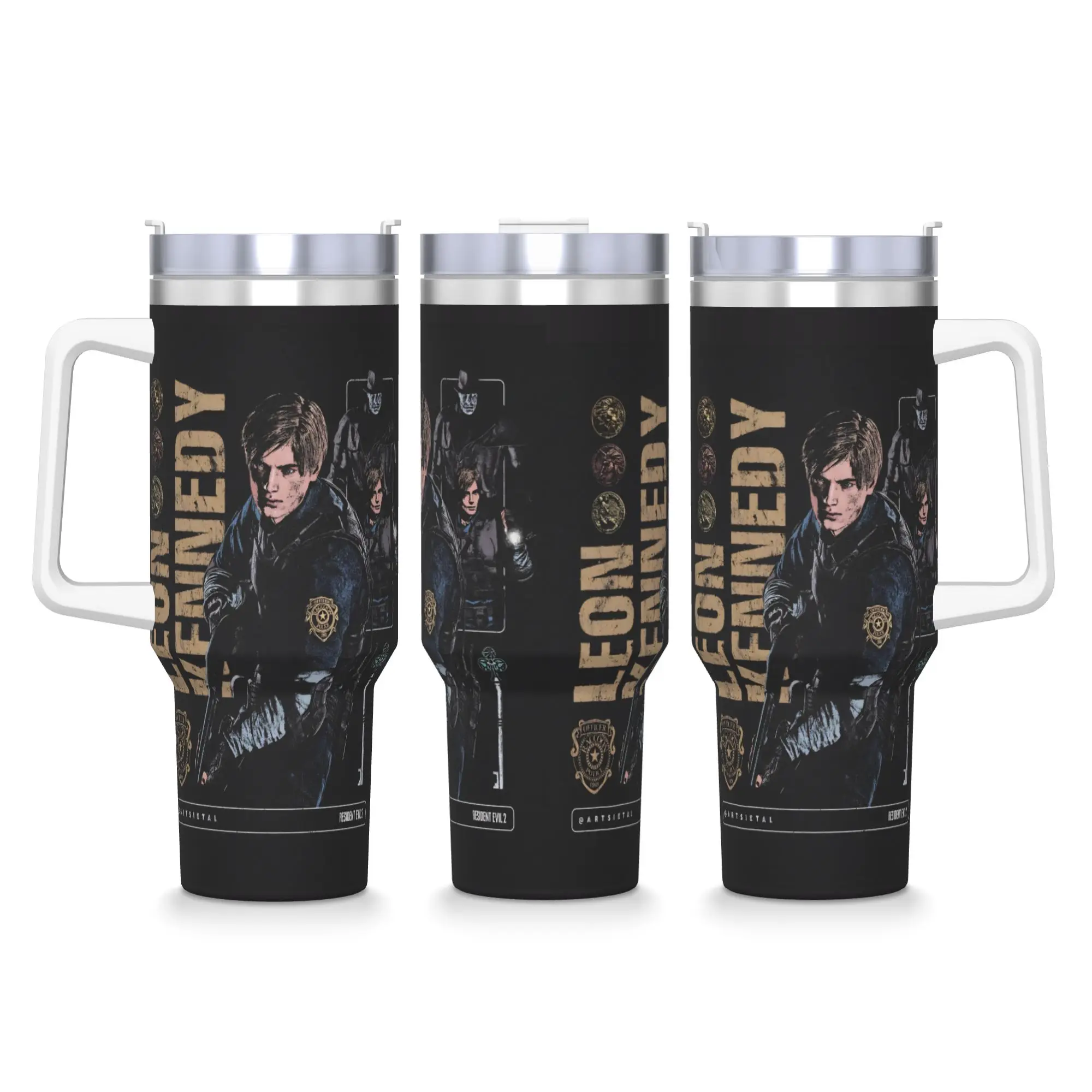 Stainless Steel Tumbler Leon Kennedy Resident Evil Thermal Mug  Leakproof Cold and Hot Mugs Cup Beach Water Bottle