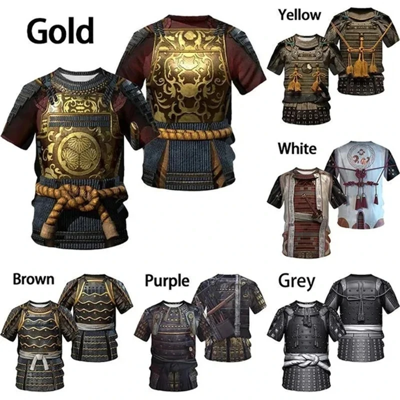 Cool 3D Printed Samurai Armor T Shirt Men\'s Medieval Armor Style Funny Streetwear Tops Male Apparel Vintage Quality Tees Tshirt