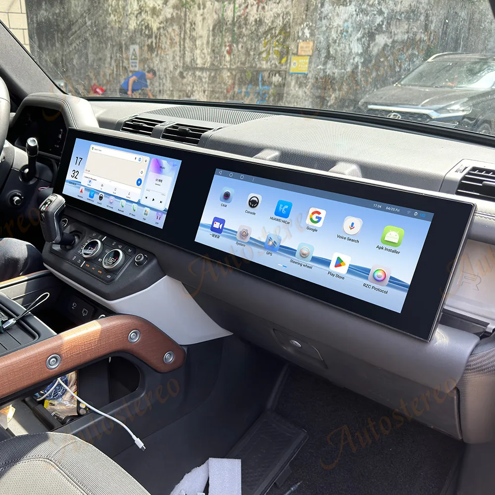 

15, развлекательный автомобильный радиоприемник с двойным экраном, Android для Land Rover Defender 2018-2024, GPS-навигация, аудио, стерео головы