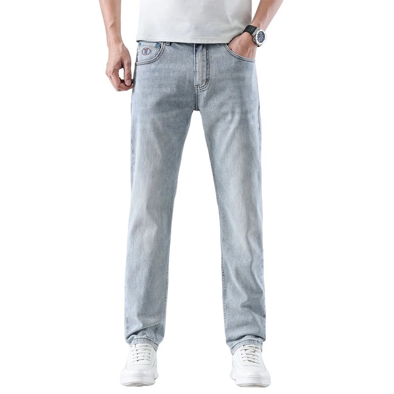 high quality simple and versatile light colored slim fit casual high street straight leg jeans men clothing skinny jeans men