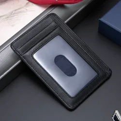 BISON DENIM Cow Leather Fashion Slim Minimalist Men Wallet Credit Card Holder RFID Blocking Leather Purse 11.3*8.2*1cm W9670-1BS