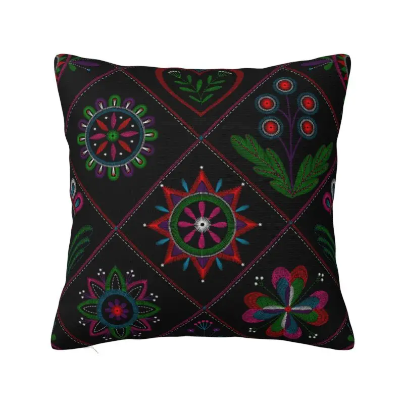 Custom Folk Embroidery Pattern Nordic Throw Pillow Cover Sofa Cushion