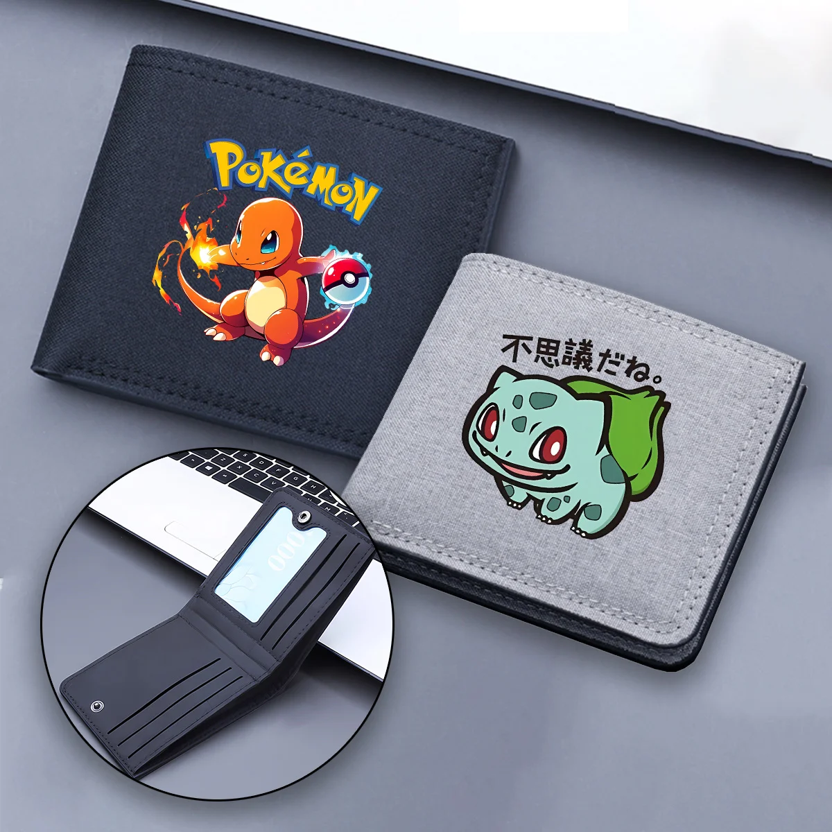 

Pokemons Wallet Anime Print Cards Holder Foldable Coin Purse Men Trendy Cool Portable Storage Short Wallets Child Birthday Gift