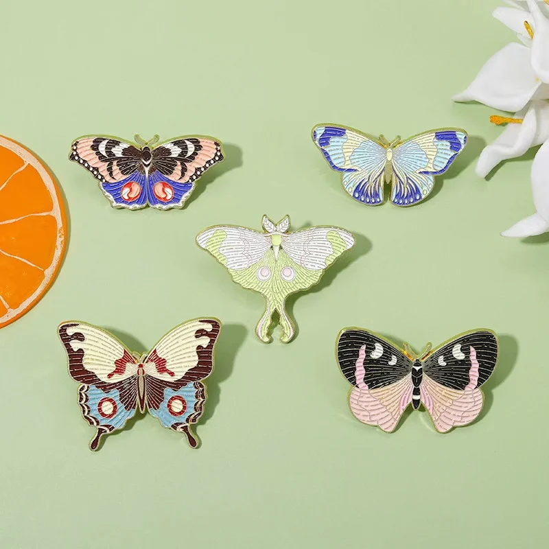 Price Actias Seleme Enamel Pins Custom Moth Butterfly with Magic Pattern Brooches Badges Lapel Bag Insect Jewelry Gift Wholesale