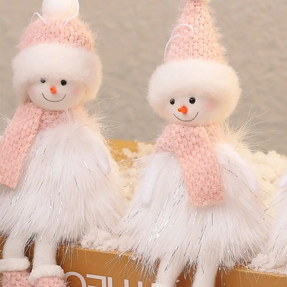 Creative Hanging Snowman Elegant Knit Hat Christmas Tree Decoration DIY Craft Pink White Xmas Tree Hanging Pendant