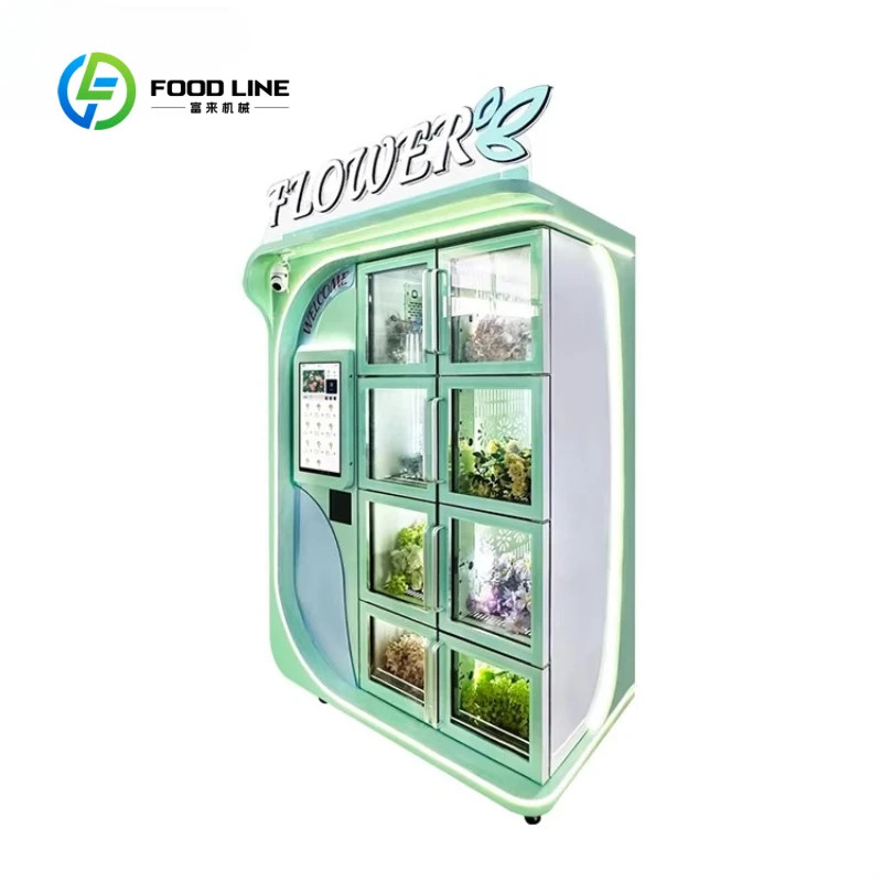 Customized Smart Automatic Fresh Flower Vending Machine 21.5-Inch Touch Screen 8 Slots Self-service Flower Display Cabinet