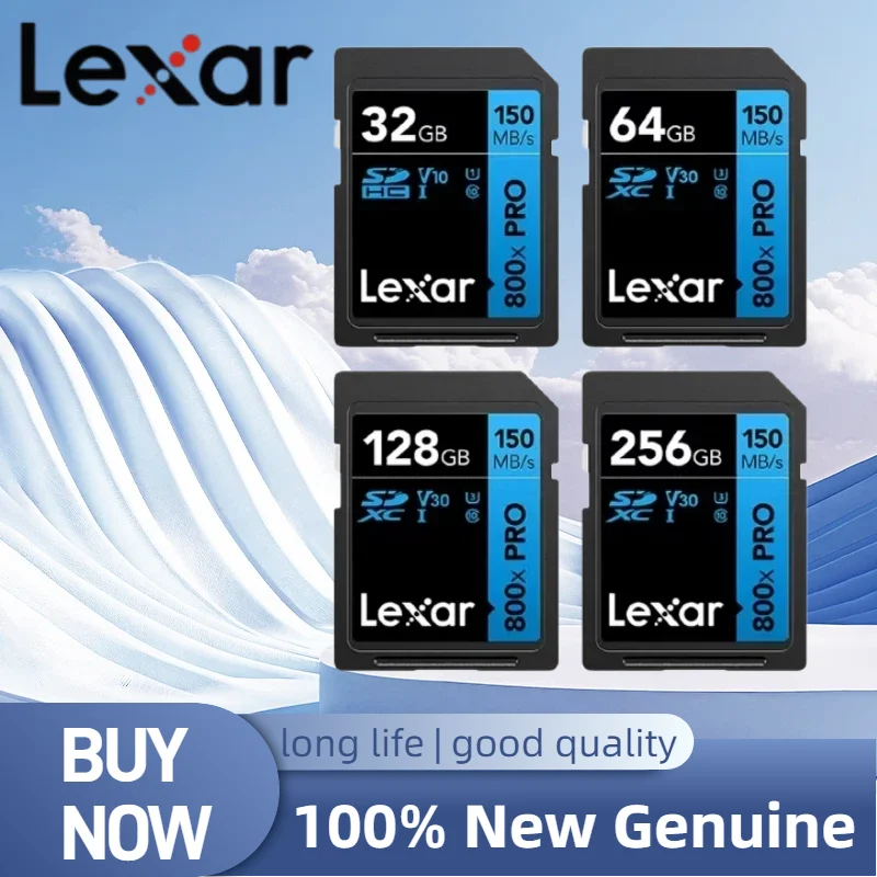 Lexar 800X Pro SD Card UHS-I High Speed 150MB/s Class 10 V30 3D 4K Video Memory Card 32GB 64GB 128GB 256GB for Camera