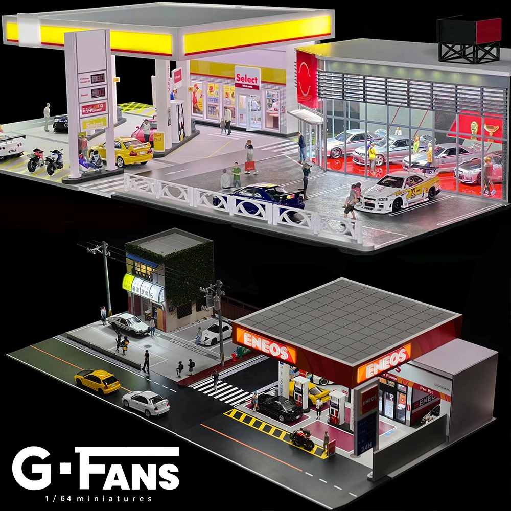 Modelli in miniatura diorama per garage per auto 1:64 con luci a LED Negozio di riparazioni Scena del parcheggio per scatola di visualizzazione del modello di auto