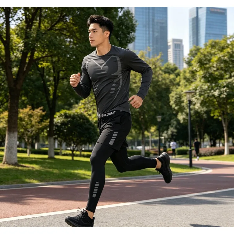 New Fashion 3 Pieces Men's Running Sports Clothing Set Fitness Jogging Compression Suit Training Suit Sports Clothing
