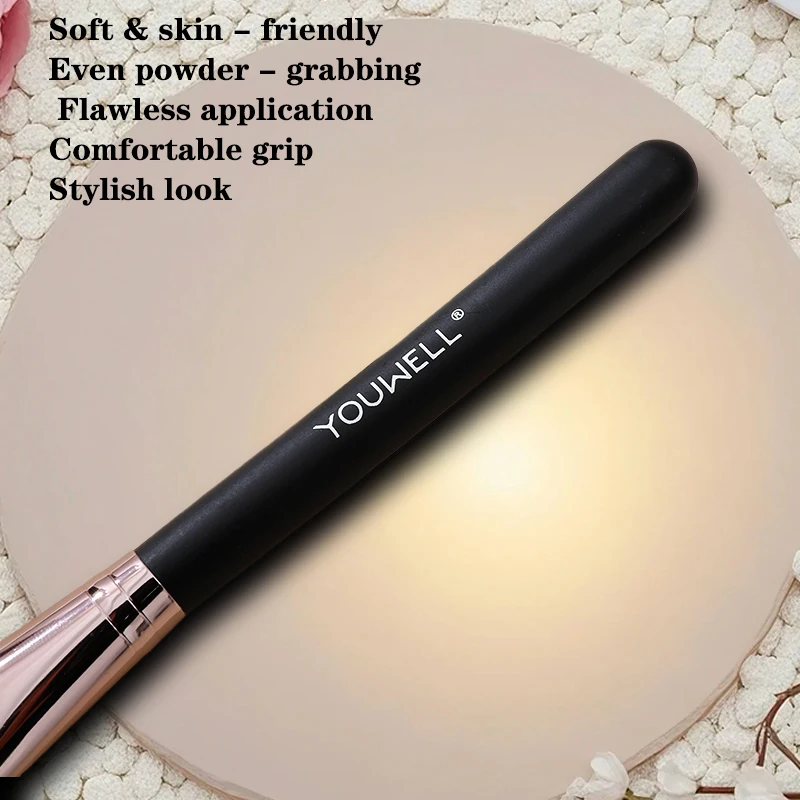 부드럽고 피부 친화적인 메이크업 브러쉬! 이븐 파우더 - 끈적임 없이 완벽하게 바르고, 편안한 그립감, 스타일리시한 디자인.