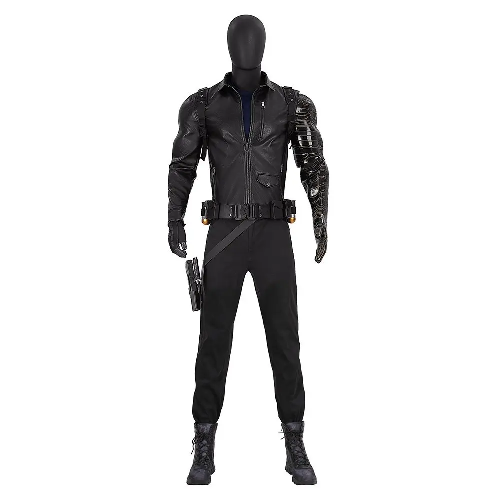 

Winter Soldier Cosplay Costume Jacket Movie Bucky Roleplay Barnes Shirt Pants Coat Gloves Adult Outfits Halloween Carnival Suit