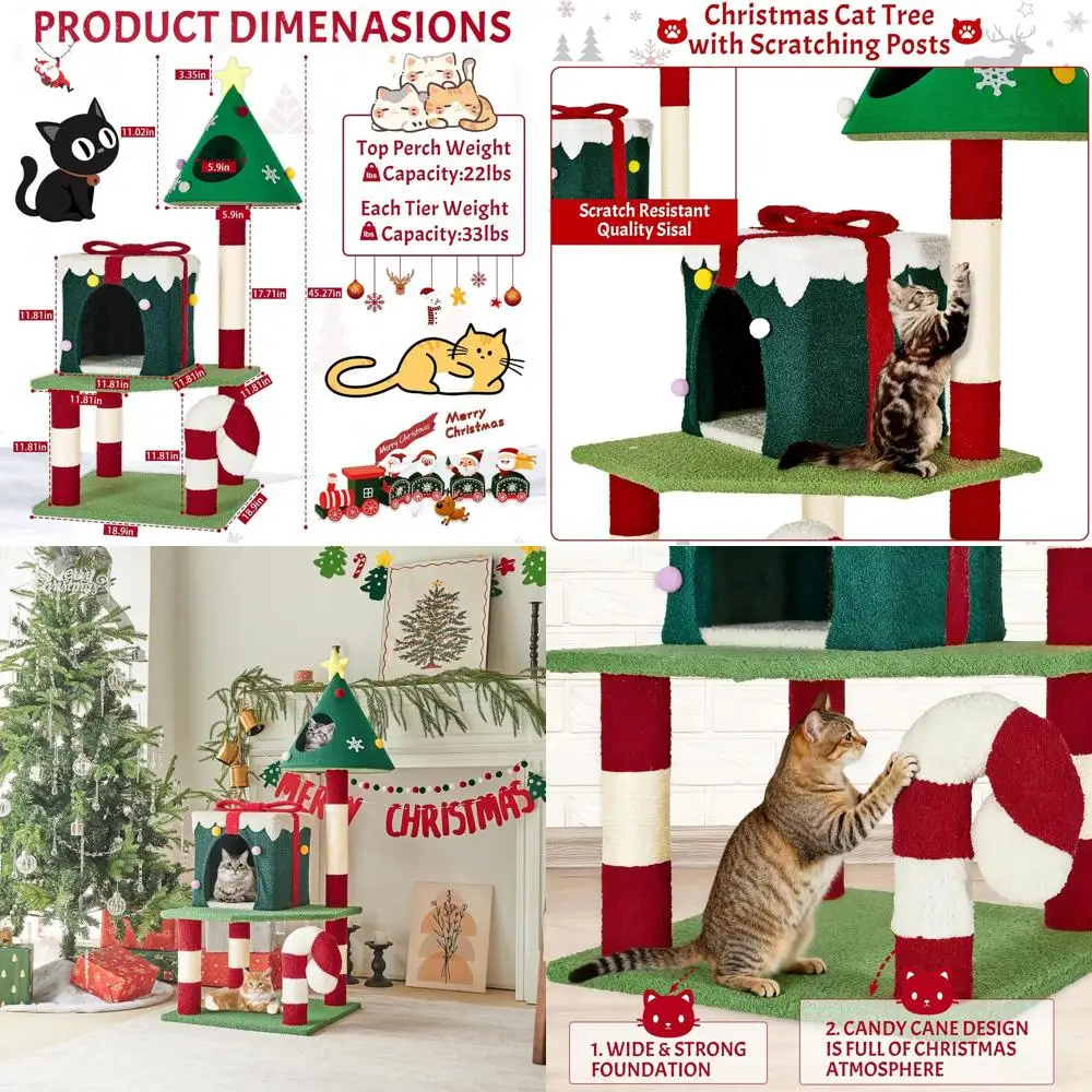 

Рождественская кошачья башня для дома: 45 многоуровневых лазания с презервативами, подарочной коробкой и дизайном конфетной трости