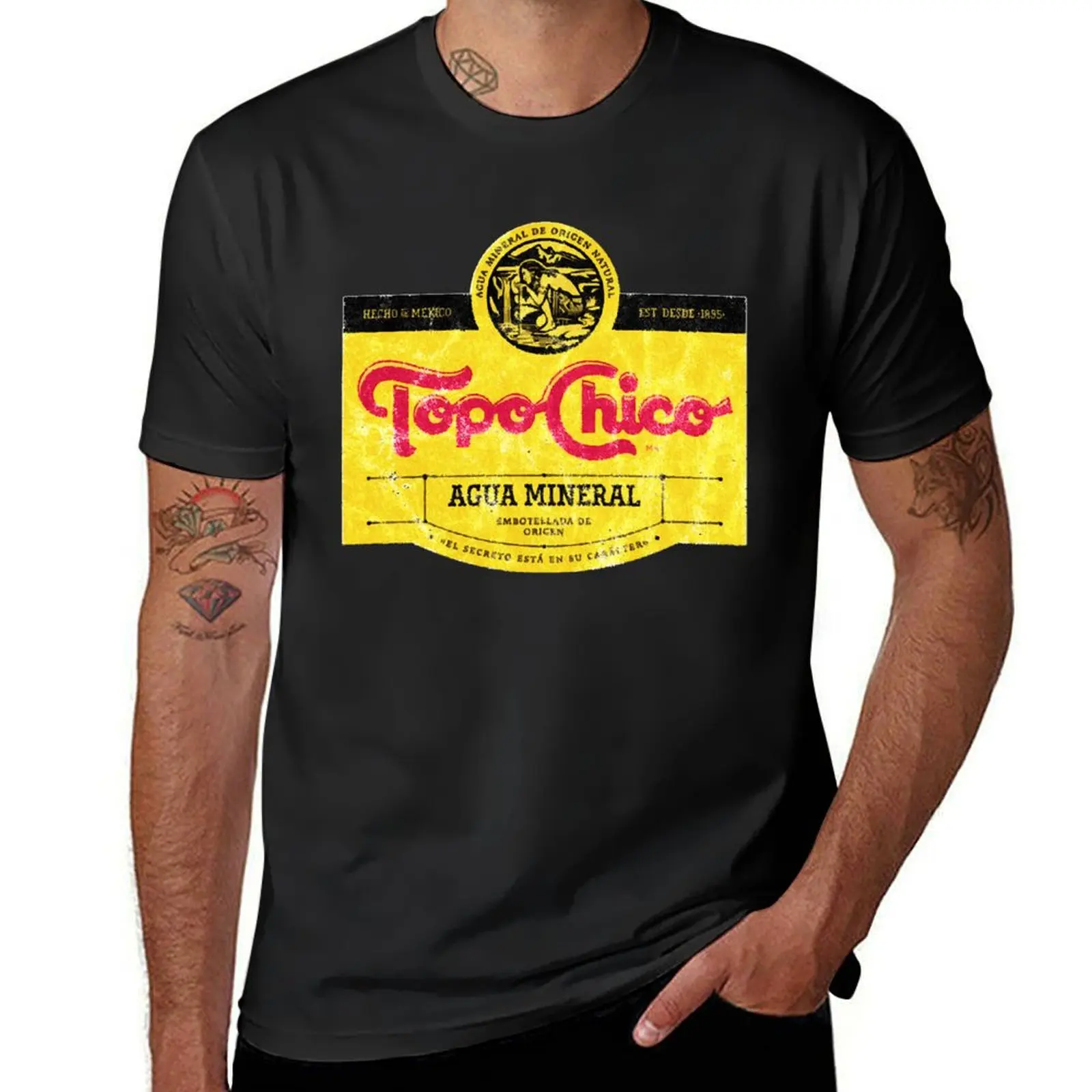 Topo chico agua mineral worn and washed logo (sparkling mineral water) T-Shirt heavyweights blanks T-shirt men