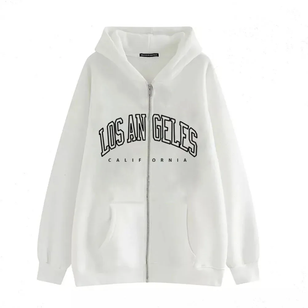 2024 New Zipper Letter Print Cool Hooded Sweatshirt Sports Hooded Long Sleeved Loose Casual Warm Men's Top Jacket