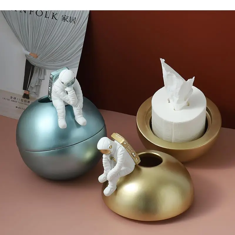 Resin Tissue Box Astronaut Holder Decoration Paper Roll Storage Towel Ornaments Statue Crafts