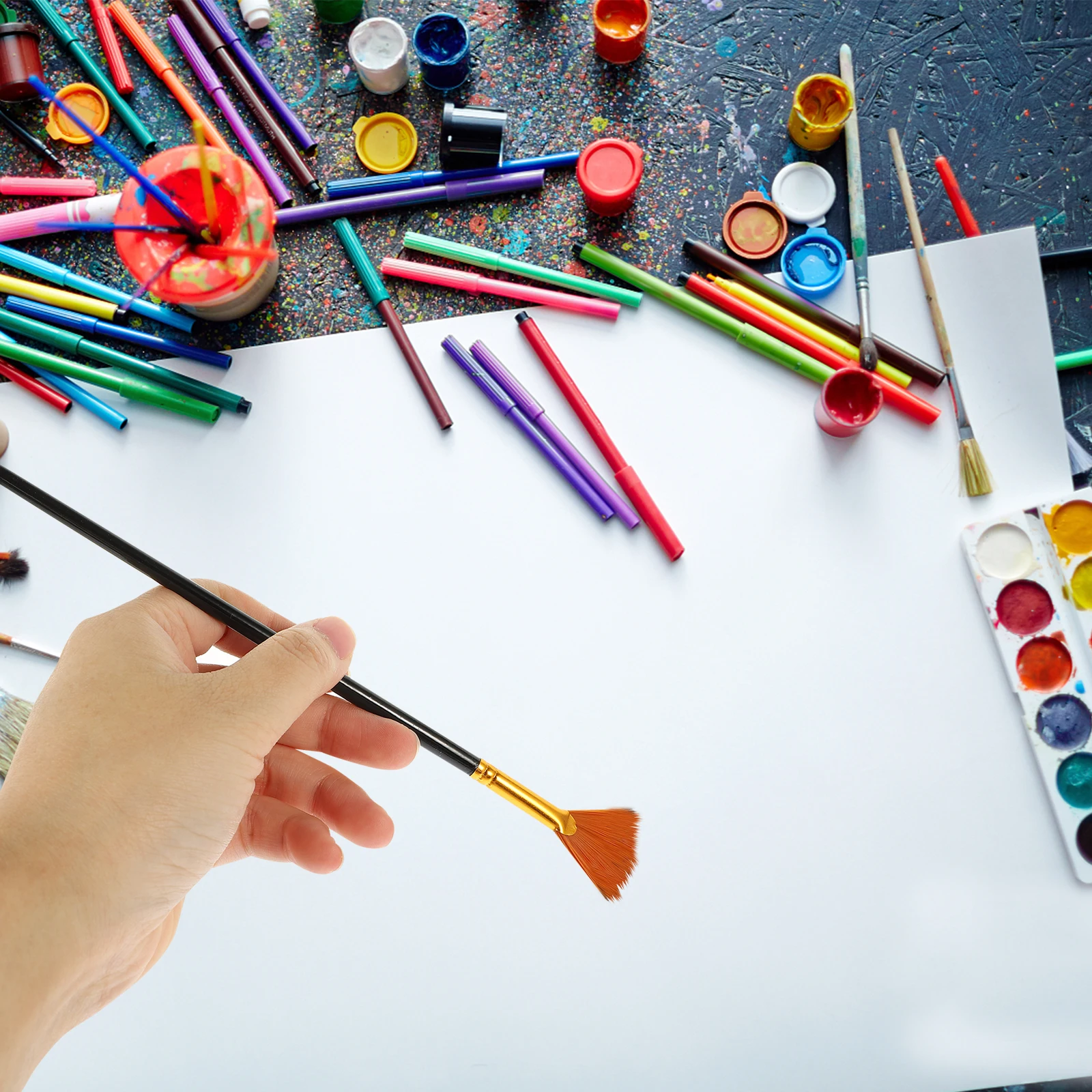 

10 Pcs Brush Combination Set Aluminum Tube Paintbrushes Water Color Suite High Grade Material Wooden Watercolor Compact