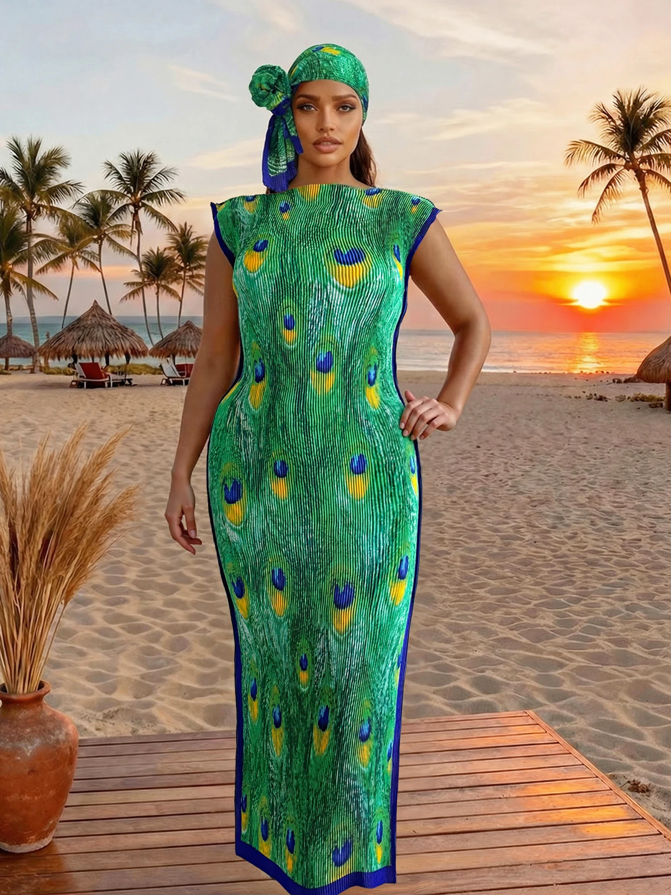 

New African Large Size Summer Long Robe Dress Women's Cross-Border Holiday Style Floral Print Loose Waist Street Fashion Scraf