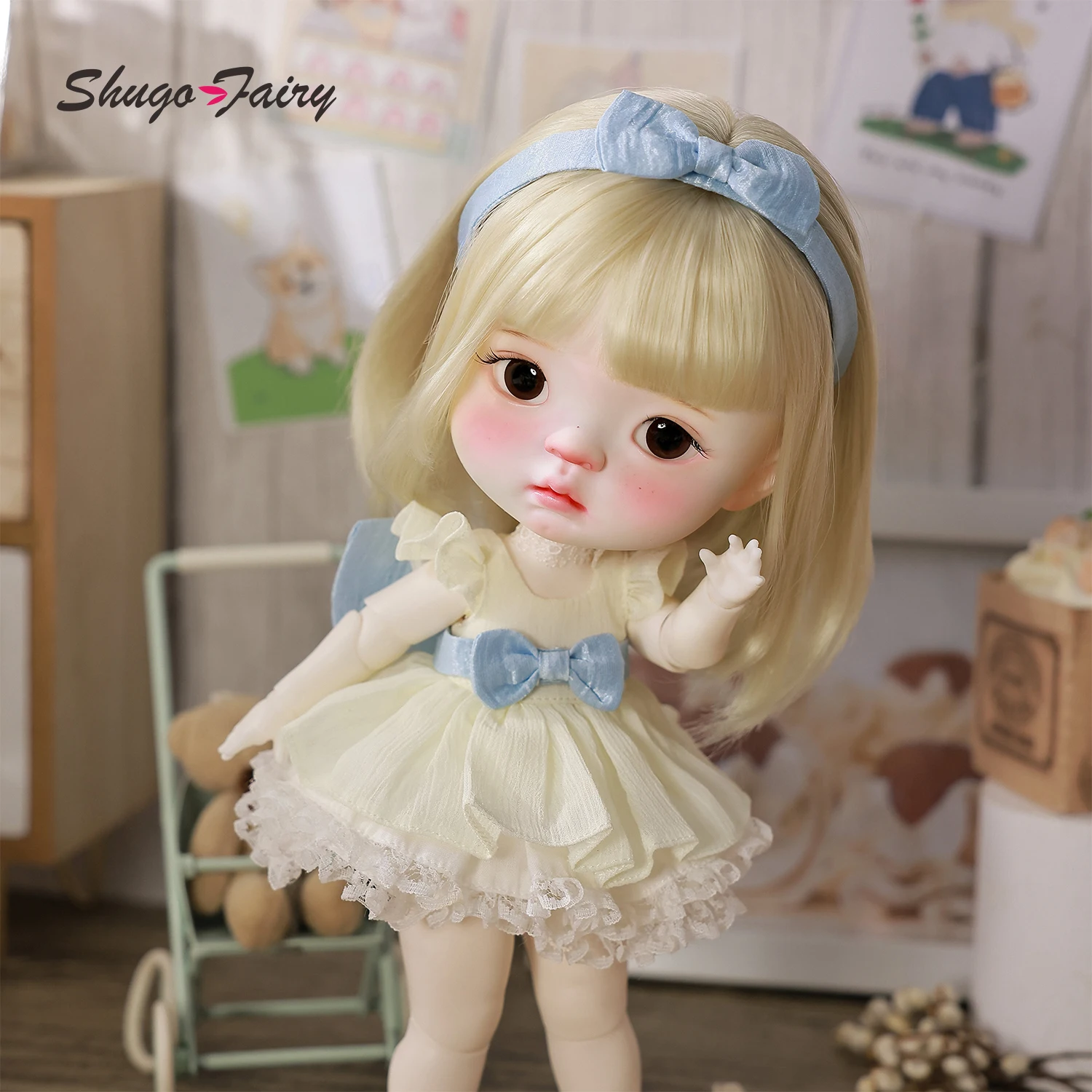 Yuanbao Eine 1/6 Bjd Puppe Süße Kleine Baby Gesichter Großen Kopf Spielzeug Hohe Qualität Vollen Satz ShugaFairy Bjd Action Figur Sammlung