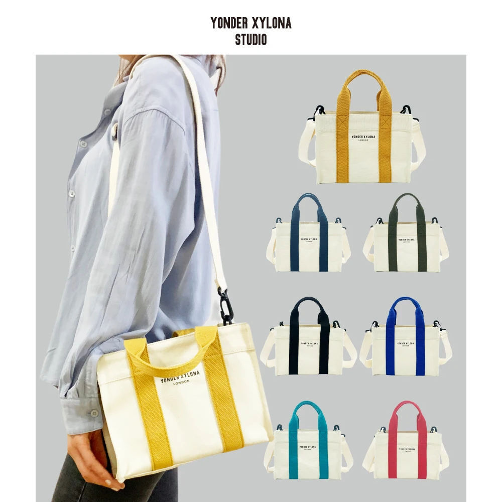 Summer Canvas Small Mini Tote Bag Ivory Colorful Handle Designer Brand Fashion Handbag Shoulder Bag with Strap Box Bag Picnic Ba