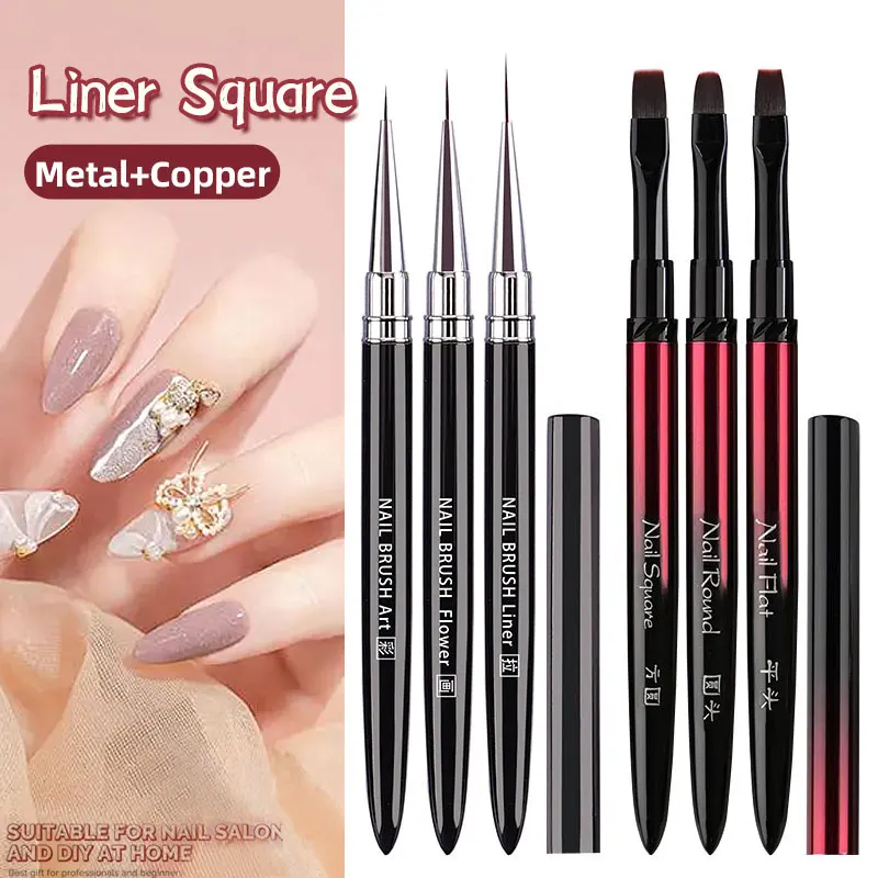 

Sweet-Z Nail Art Brush Set Square Round Phototherapy Brush Drawing Pen Flat Construction Nail Brush Tool For Beginner wholesale