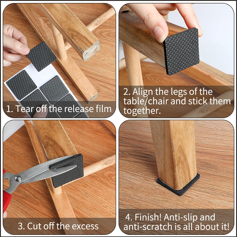 Table Chair Foot Protectors Leg Pads Furniture Sofa Floor Anti-Slip Scratch-Resistant Self-Adhesive Buffer Mute Wear-Resistant