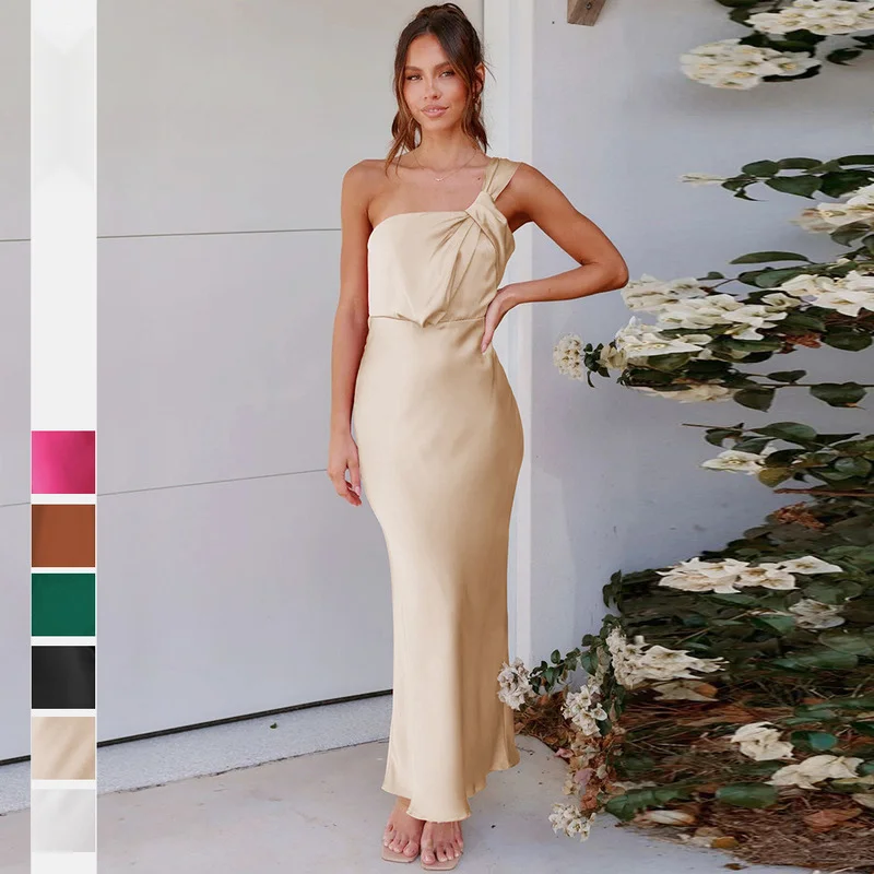 2024 New Bandage Dress For Women Summer Sexy Irregular Solid Sheath Chic Stretch Figure Sleek Birthday Party Elegant Body