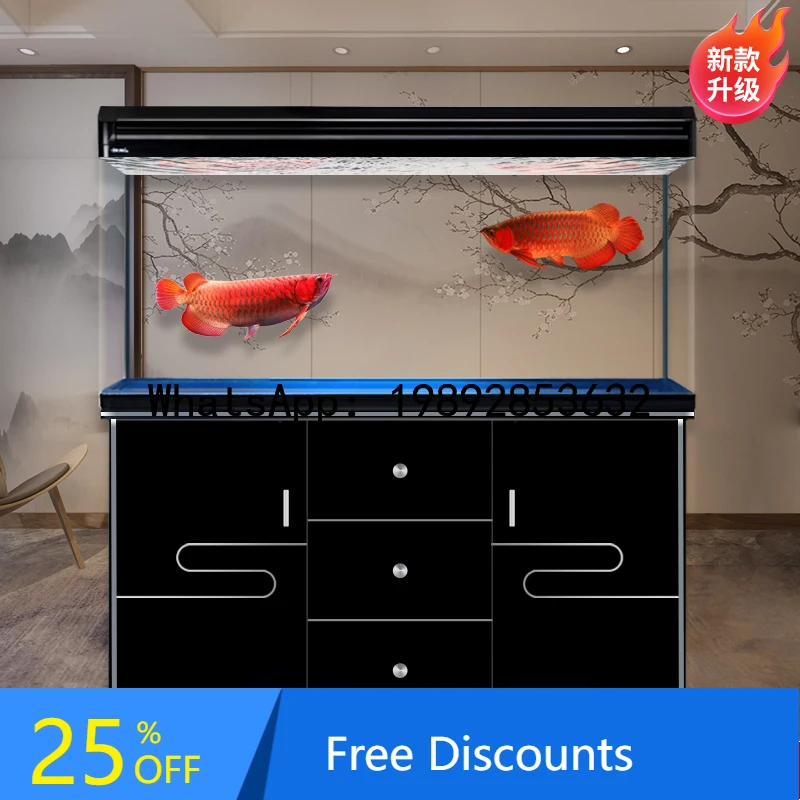 YFY Fish Tank Living Room Home Aquarium Lazy No Water  Needed Large Medium Small with Base Cabinet Ultra-clear Glass Creative