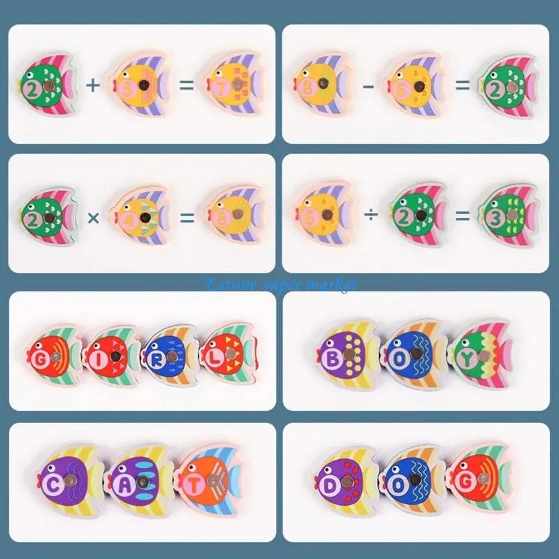 Jeu pêche en bois 090B, jouet assorti, Puzzle pour nourrissons enfants, éducation précoce, fourniture fête, œil-main