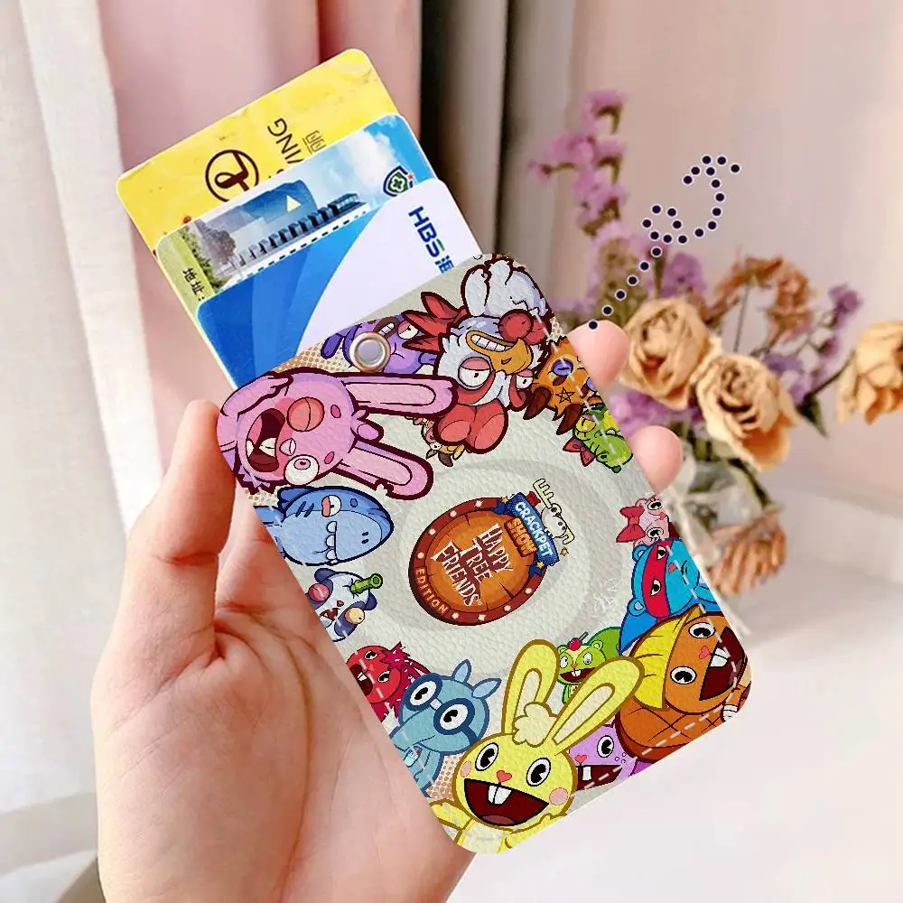 Happy Tree Friends Bank Card,Subway, Bus Card Holder Keychain Key Ring Door Access Tags ID Card Case Keychain Access