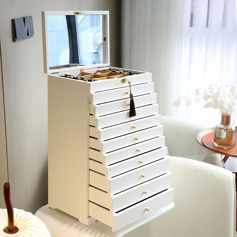 Wooden Jewelry Box, Extremely Large Capacity, Multi-functional Jewelry Storage Box, High-end Velvet Fabric