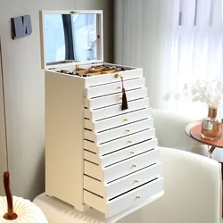 Wooden Jewelry Box, Extremely Large Capacity, Multi-functional Jewelry Storage Box, High-end Velvet Fabric