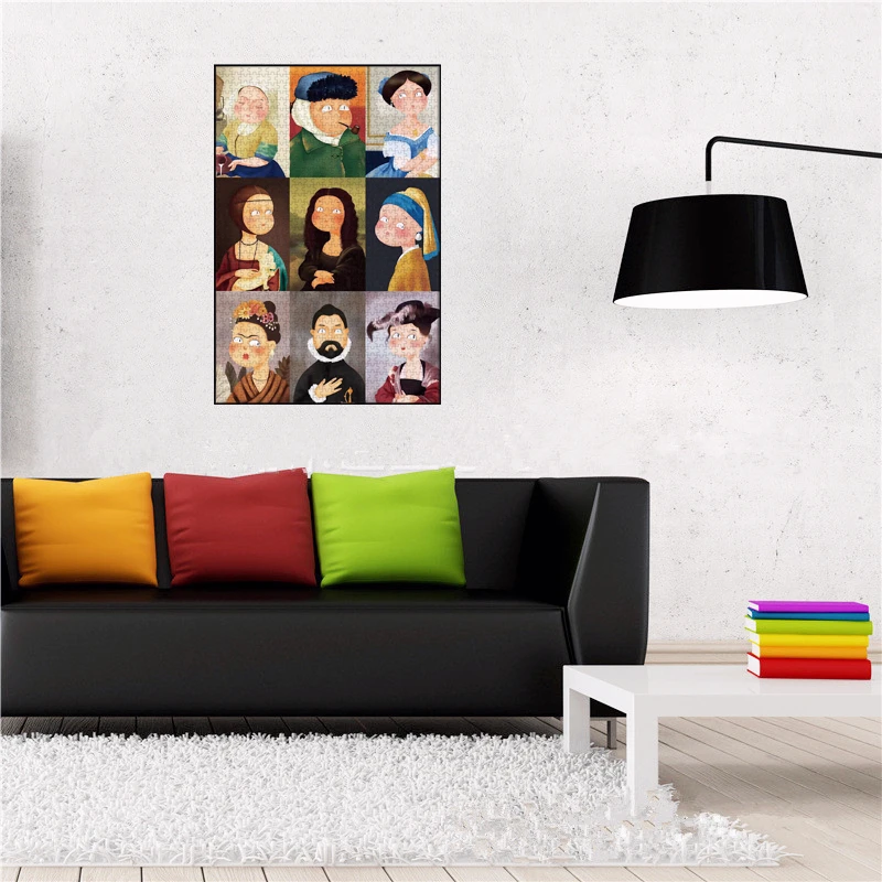 70*50cm Paper Jigsaw Puzzle 1000 Pieces Nine Masterpieces Box Large Cartoon High Difficulty Adult Stress Relief Educational Toys