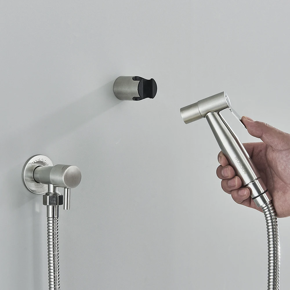 Brushed Nickel Bidet Faucet Brushed Gold Bathroom Faucet Handheld Shower Faucet Wall Mounted Cold Water Tap Bidet Sprayer Head