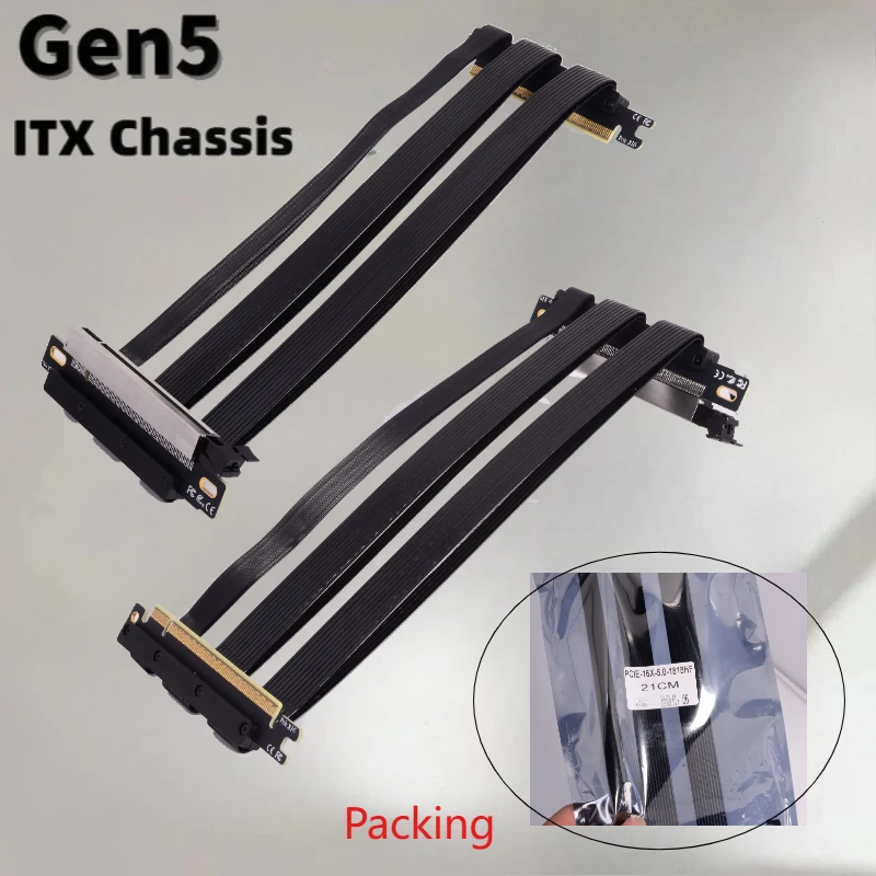 PCIe 5.0 x16 Riser Cable Double Reverse Graphics Card Extension Cord Gen5.0 for Jingyue B550i MAXSUN GAMING Mini ITX Motherboard