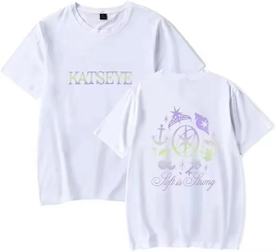 Katseye Soft Is Strong T-Shirt 2026 New Unisex Cotton Fabric Tee Double Sided Kpop Girl Group Symbol Graphic Print Short Tops