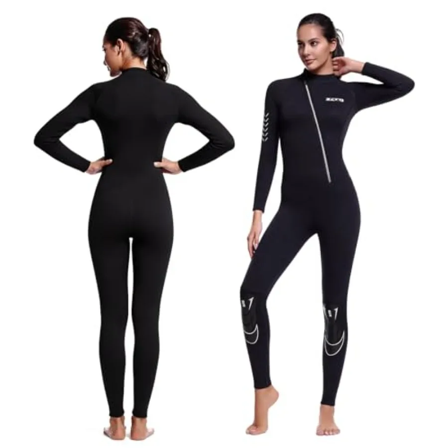 

Scuba diving wetsuit for men and women: 1.5mm neoprene, black, front zip, full-body warmth for surfing, snorkeling, swimming, k
