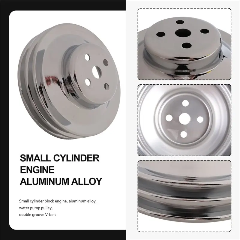 Dual Groove V-Belt Compatible Billet Aluminum Water Pump Pulley For Ford 289 302 351W 5.0L-A08Q