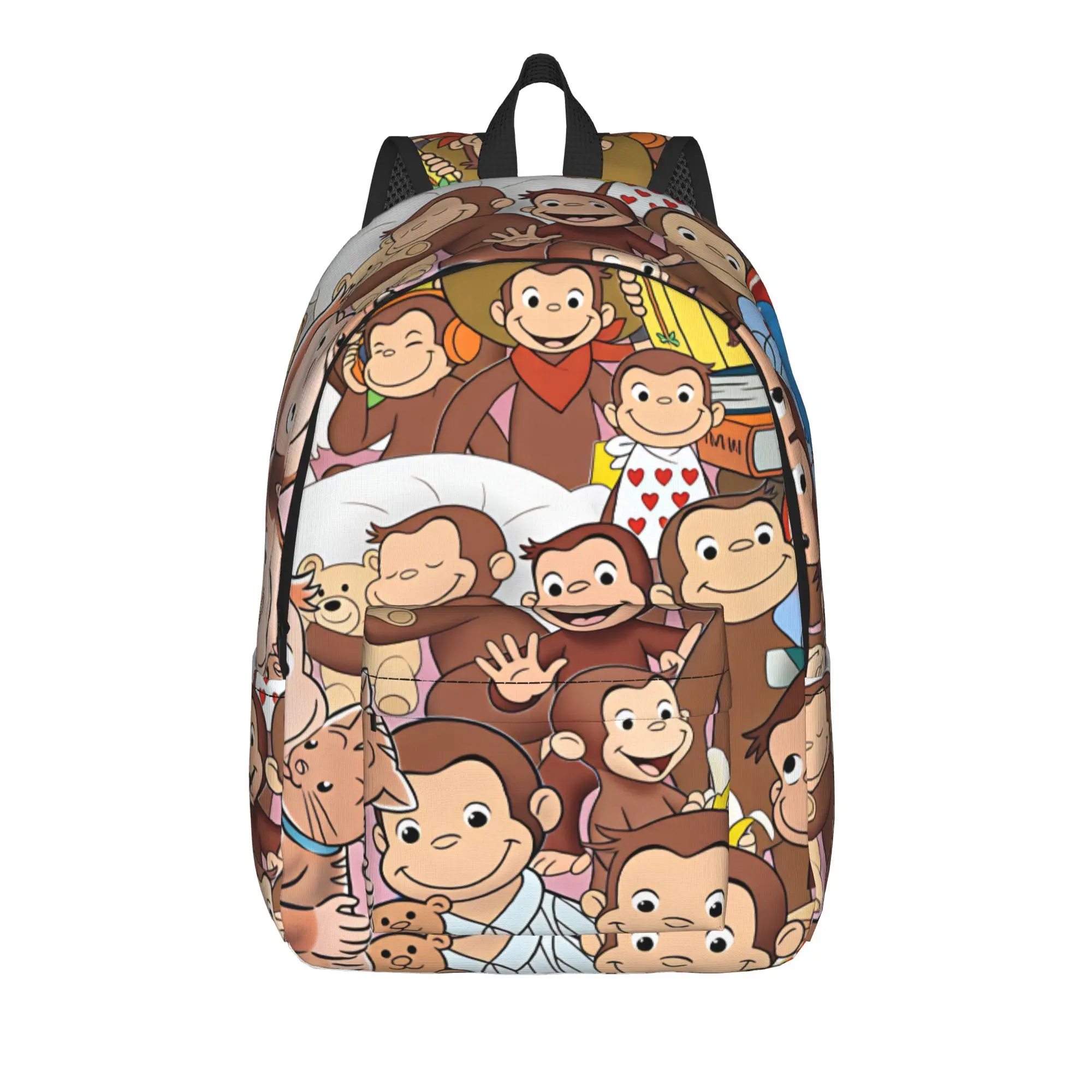 Curious George Collage Portrait Backpack  University Backpacks Boy Girl Custom Durable School Bags Fun Rucksack