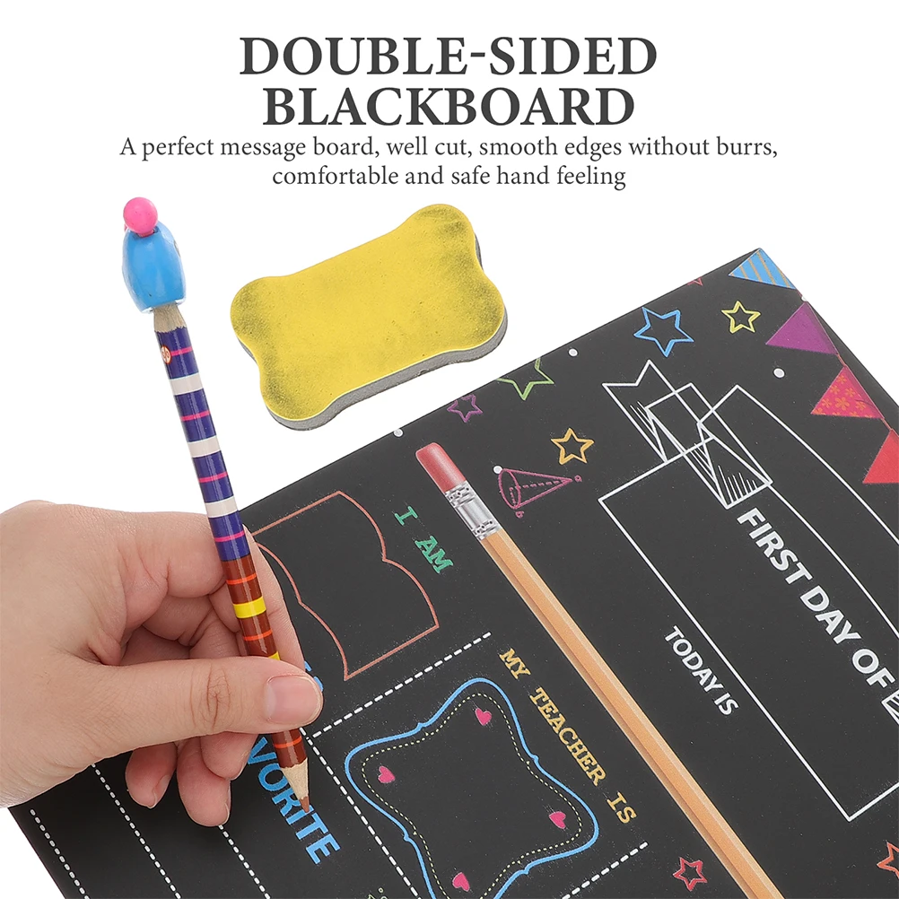 

Double Sided Wooden Chalkboard Kids School Sign Reusable Creative Pendant First Day Preschool Board Doodle Marker Graffiti