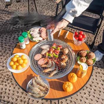 GIANXI 가정용 주방 조리기구, 실내 바베큐 그릴 스탠드, 나무 테이블, 미니 화로, 바베큐 용품