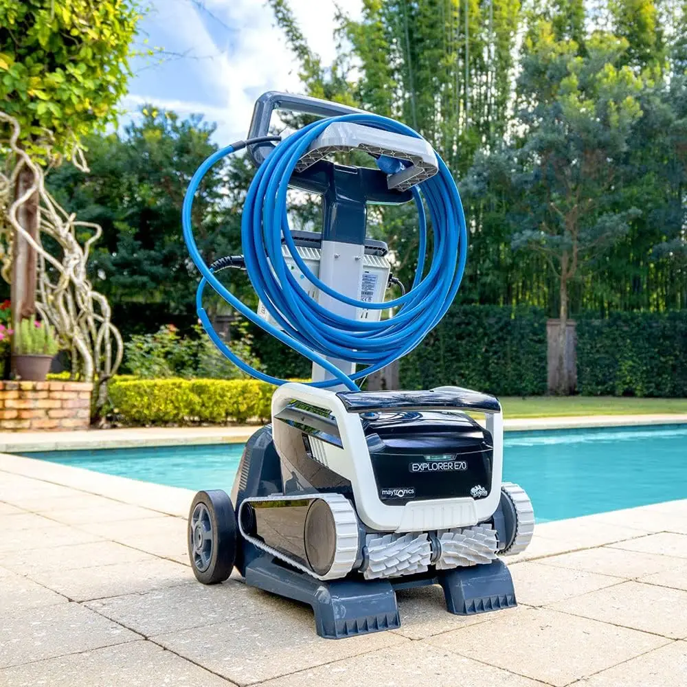 Aspiradora robótica automática para piscina, dispositivo con Caddy incluido, filtración multicapa, Ideal para piscina empotrada de hasta 50 pies de longitud