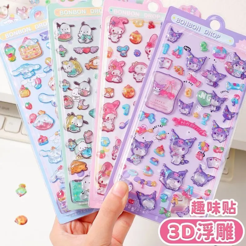 

10 шт., оригинальные 3d рельефные наклейки с смешанными персонажами Куроми, водонепроницаемые милые декоративные наклейки, мультяшные хрустальные игрушки, наклейка