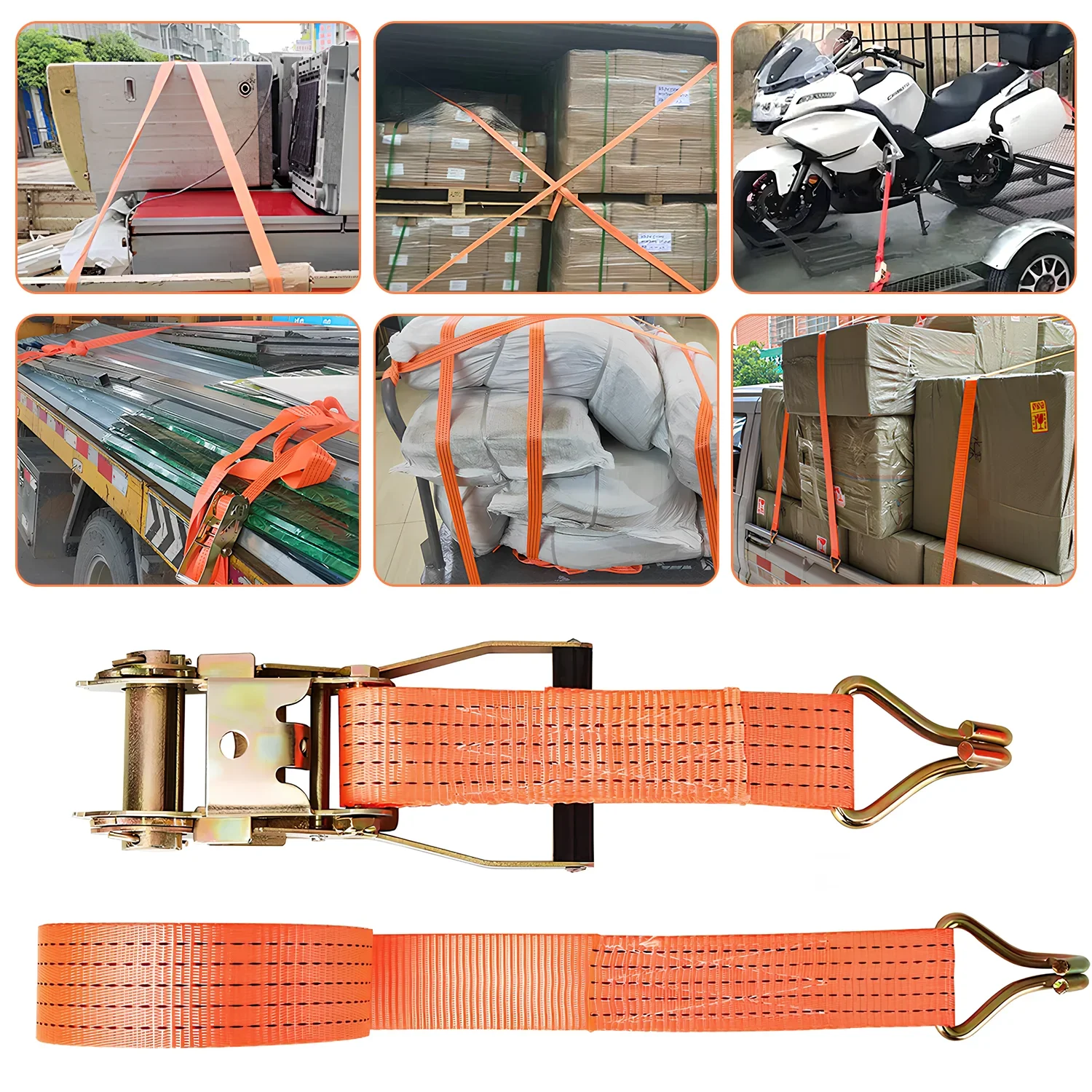 Truck Rope Tightener Strapping Thickened Rope Wear-resistant 3M Strapping Tightener 4cm Ratchet Tie-down Thickened Cargo Fixing
