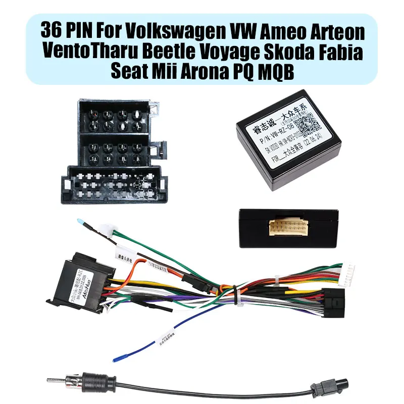 36PIN Connector For Volkswagen VW Ameo Arteon Vento Tharu Beetle Voyage Skoda Fabia Seat Mii Arona PQ MQB Car Radio Player Wire
