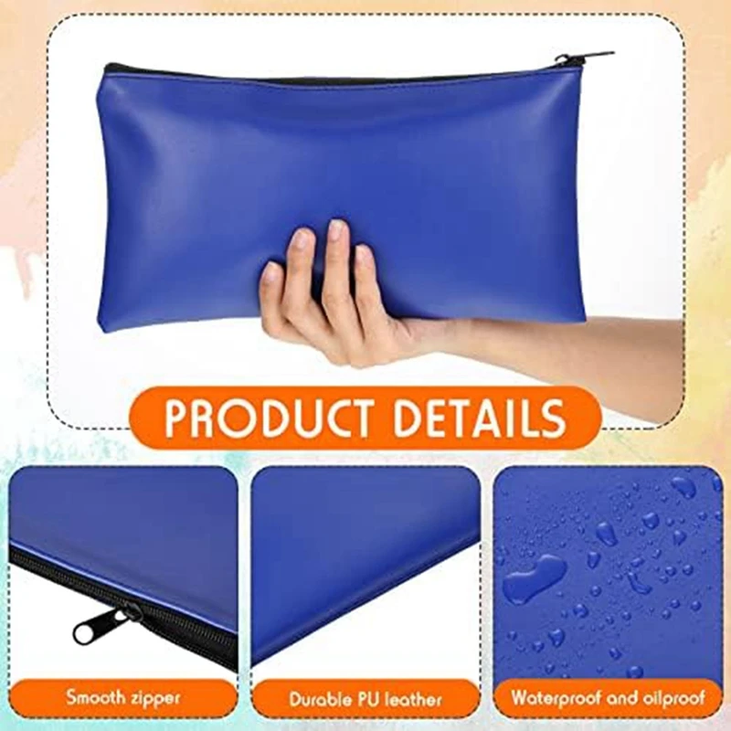 60Pack Money Bags With Zipper Bank Deposit Bags Bulk For Cash Coin Pouches Organizer Security Leather Makeup Bags