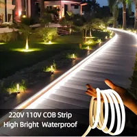 Outdoor COB Silicone Tube Light Soft LED String Lamp 220V 110V Waterproof 288LEDs/M High Bright For Garden Yard Villa Swim Pool