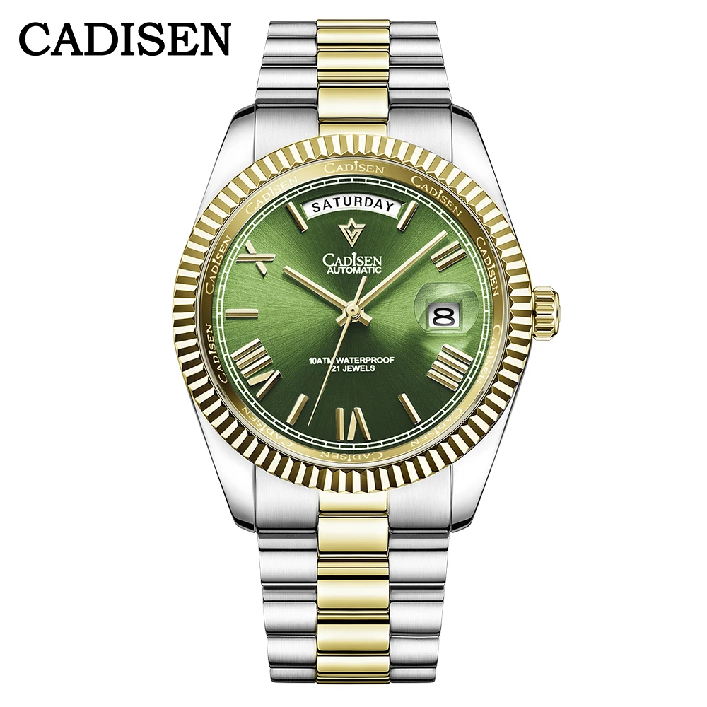 CADISEN C8185 Green Dial Sapphire Glass Watches Men Japan MIYOTA-8285 Movt Men`s Watch Mechanical Automatic Diver Watch Clock